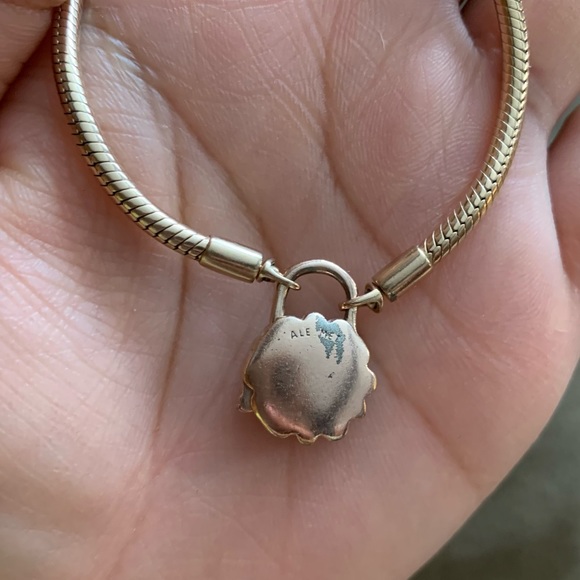 Retired Rare Pandora Carrier Gold Heraldic Snake Chain Amethyst Padlock Bracelet - Picture 10 of 11